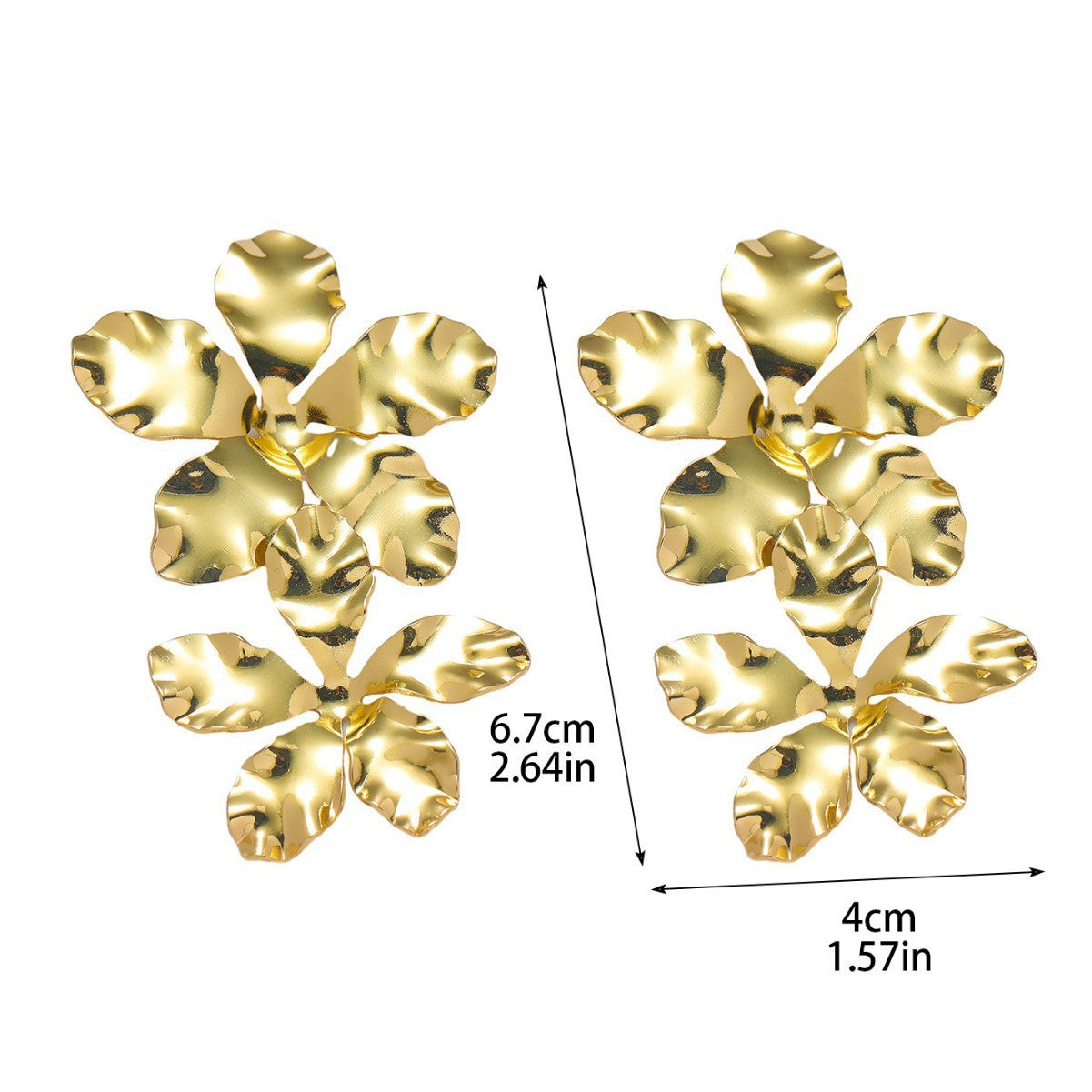 High-end luxury exquisite gold-plated flower earrings women's fashion retro personality exaggerated temperament versatile ear jewelry wholesale