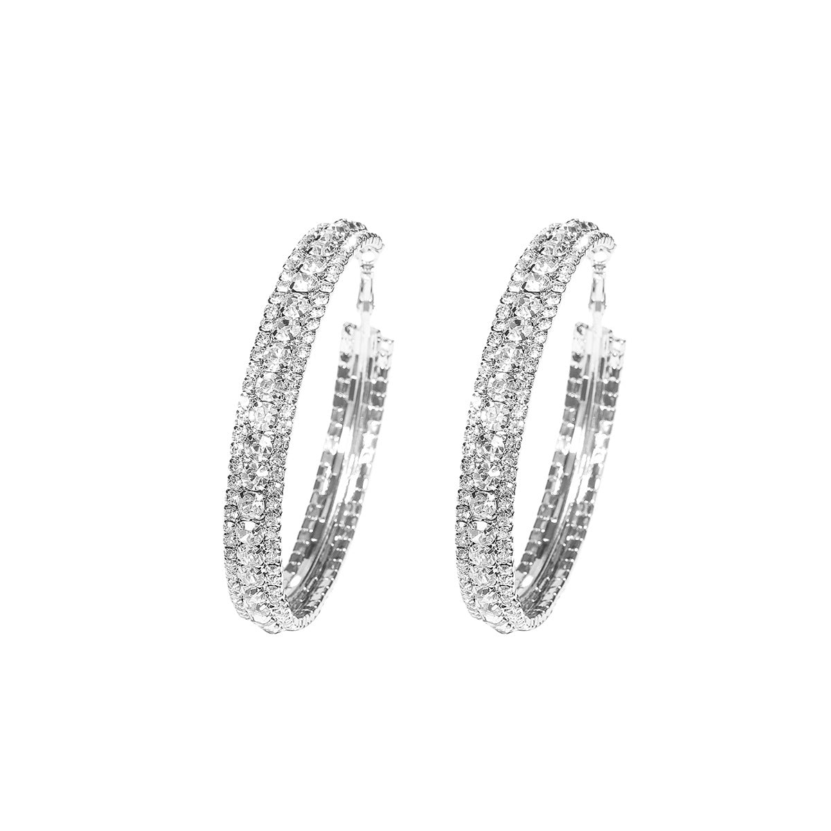 Hot-selling in Europe and the United States, luxury shiny rhinestone big earrings for women, exaggerated personality big circle ear jewelry wholesale