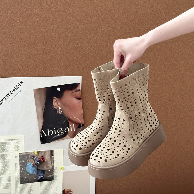 Hollow breathable short boots children's summer thin  new flat-bottomed casual Martin boots Birkenstock hole cool boot shoes