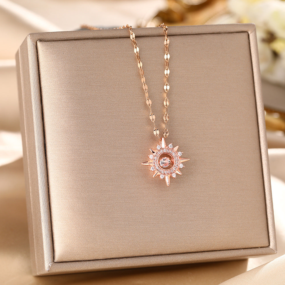 Cross-border hot sale Smart Sun God pendant Titanium steel necklace Women's versatile niche design ins style fashion jewelry