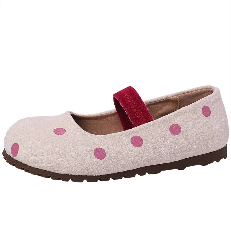 Shallow mouth Mary Jane single shoes children's spring and summer  new fairy wind ballet polka dot flat beanie shoes
