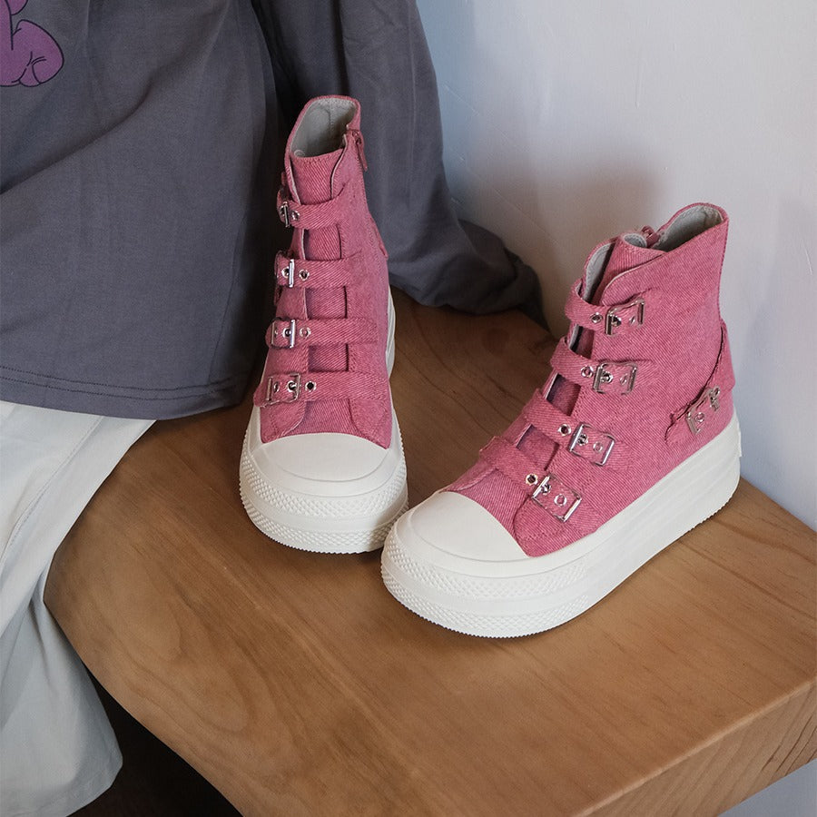 Piaohong canvas shoes women's boots increase height fashion  spring and summer new platform casual boot shoes board shoes versatile round head single