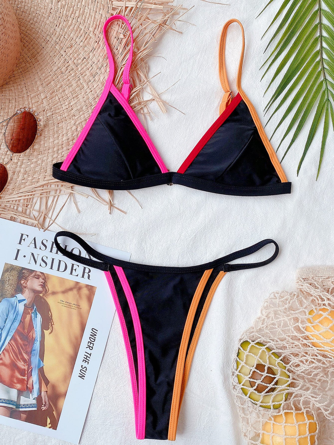 Swimsuit outer single bikini explosion solid color bikini women's split swimsuit triangular bikini