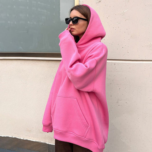 Hoodie European, American autumn and winter new street neutral wind fleece loose pocket hooded sweater
