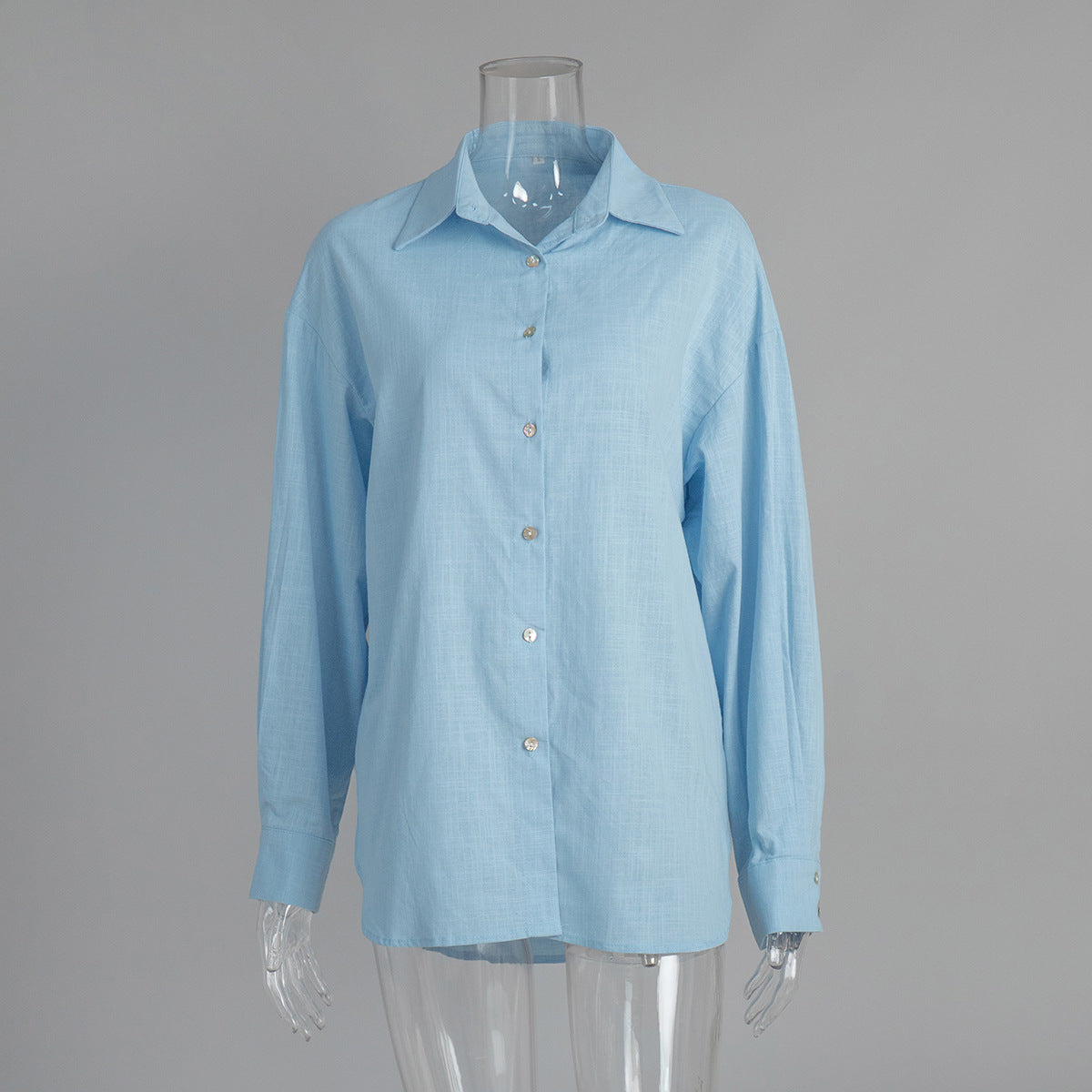 Casual shirt European and American spring and summer fashion versatile lazy fashion casual solid color simple loose shirt  t-shirts