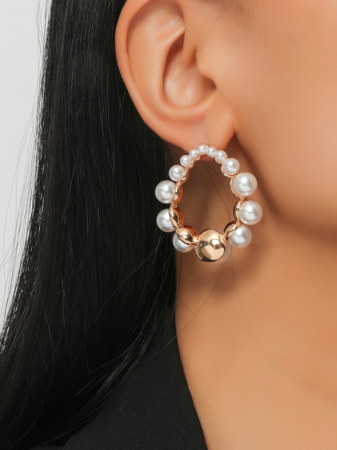 Dichka fashion geometric pearl zircon crystal long fringed earrings women's high-end luxury temperament stud earrings earrings