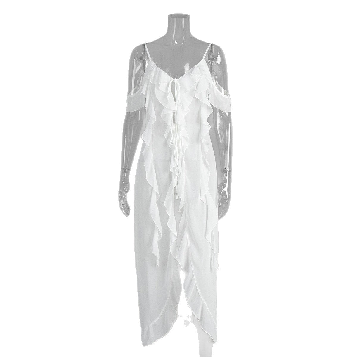 Xiecha sexy suspender dress, European and American summer new lotus leaf edge V-neck suspender dress for women