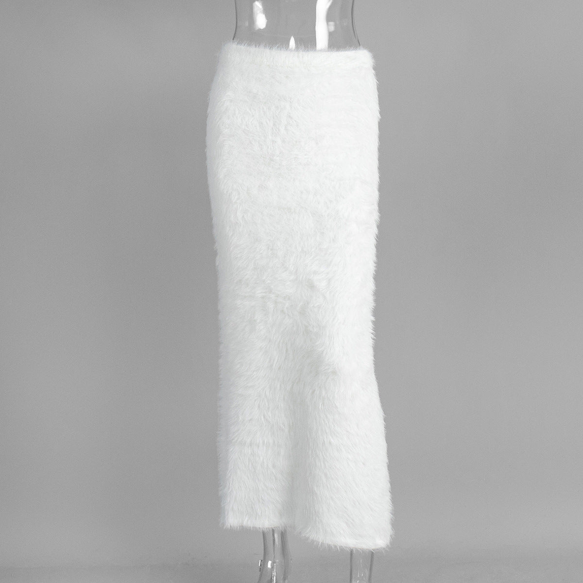 Knitted Mao Mao skirt European, American autumn and winter new long skirt Ins warm skirt women  dress