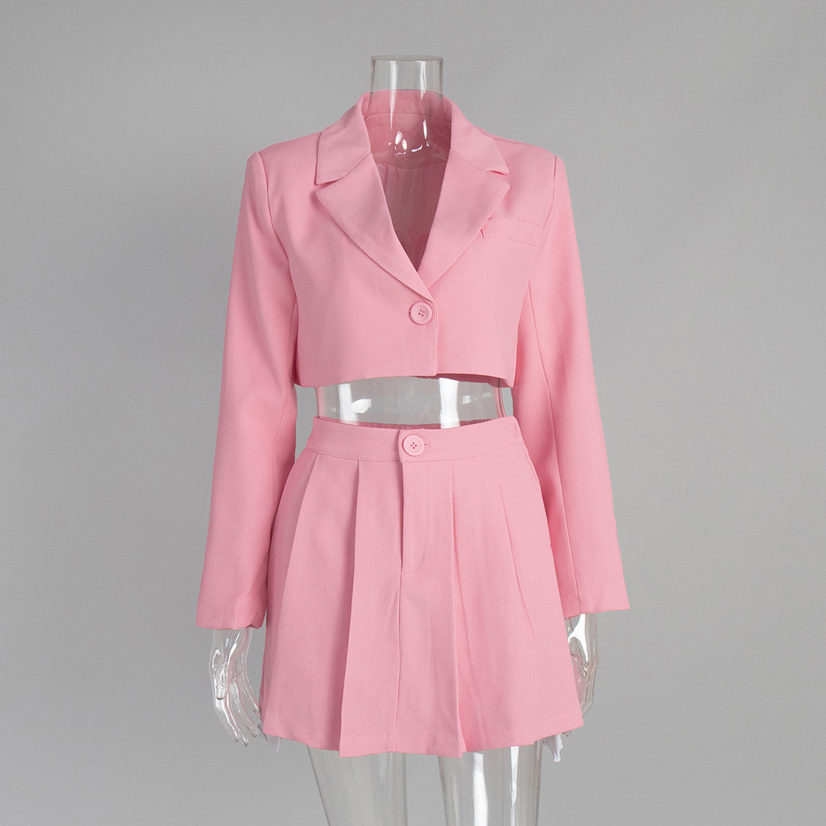 suit short skirt set European and American spring and summer Y2K front shoulder lapel small suit + miniskirt suit suits set