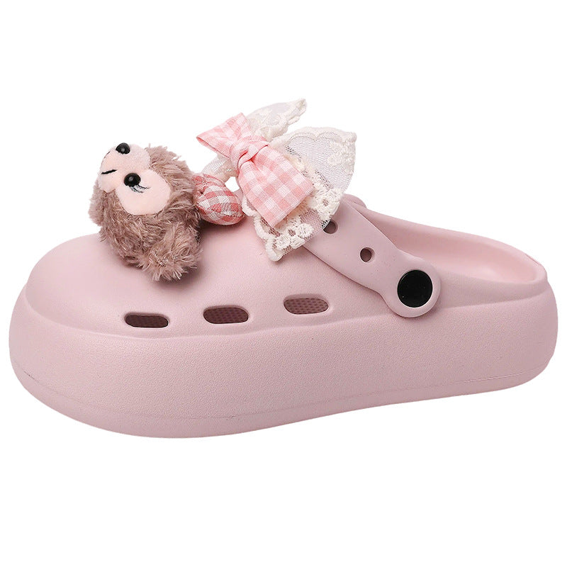 bow Sydney bag head half slippers women's outer wear  spring and summer new hole shoes two wear sandals