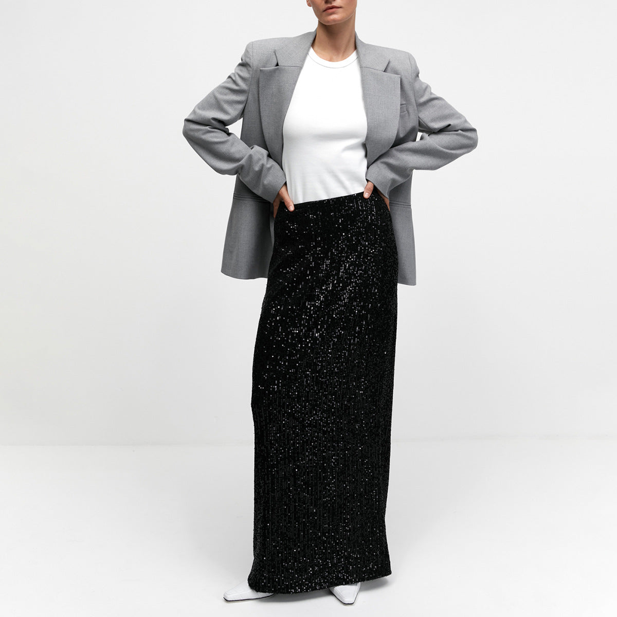 Cross-border sequined skirt European and American new women's street trend long sexy spice girl sequined skirt   dress