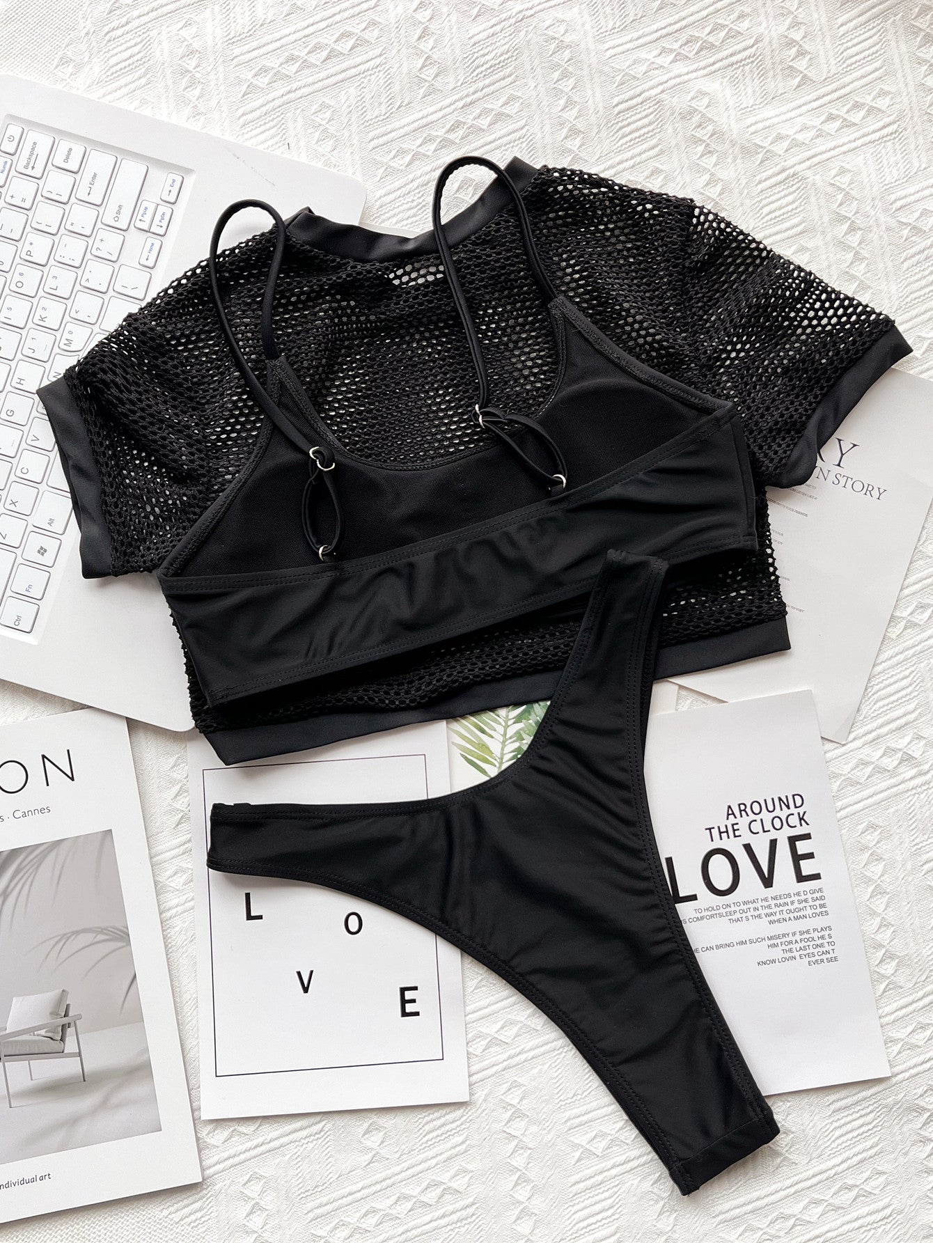 Three-piece outer single swimsuit bikini  new swimsuit women's solid color split swimsuist new swimsuits