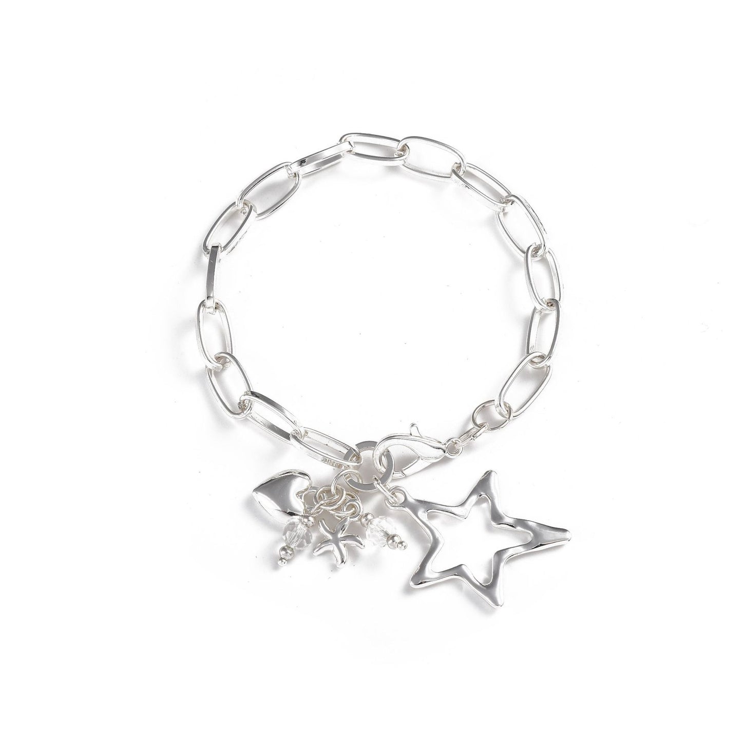 New creative thick chain love star multi-accessory bracelet cute five-pointed star pendant couple bracelet