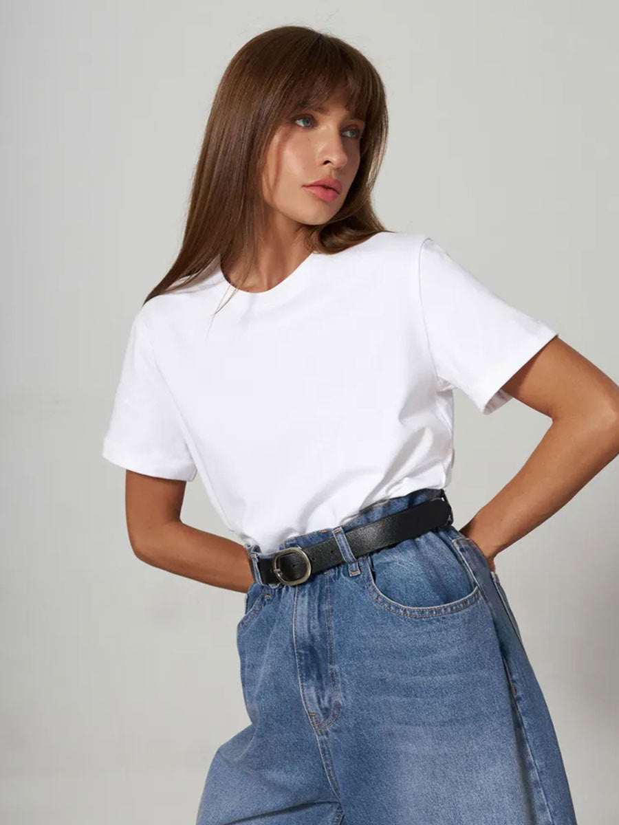 Short-sleeved T-shirt European and American summer new women's fashion casual home commuting versatile round neck short-sleeved T-shirt