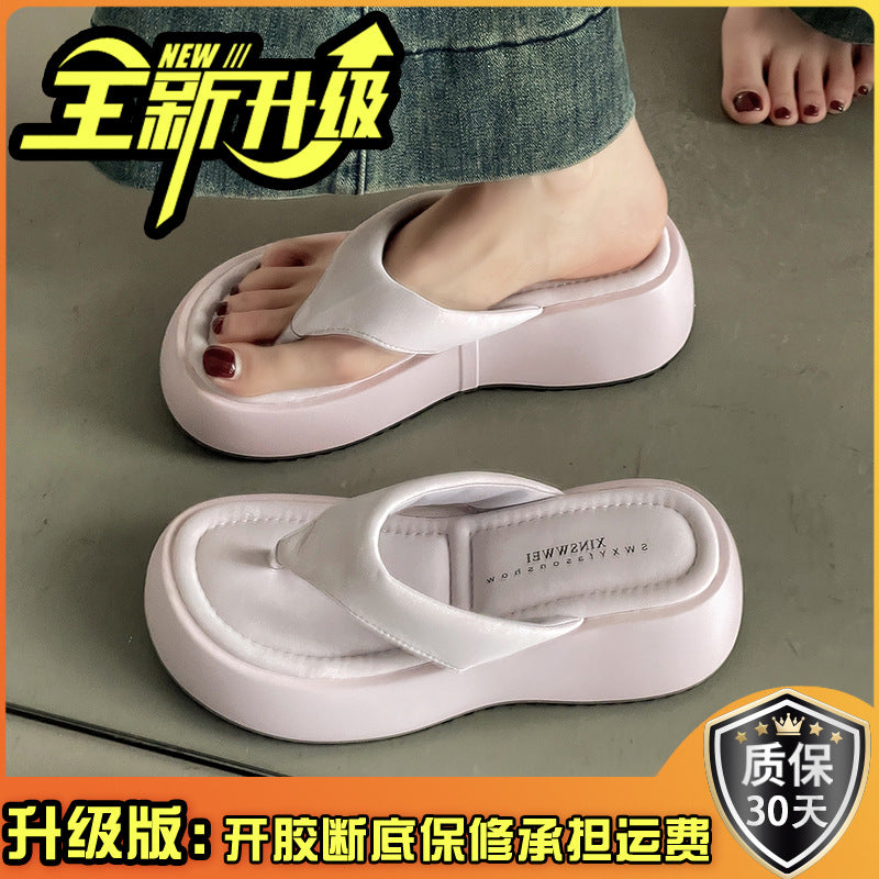 Fashion Internet celebrity popular thick-soled flip-flops women's summer wear  new versatile casual soft-soled cool slippers
