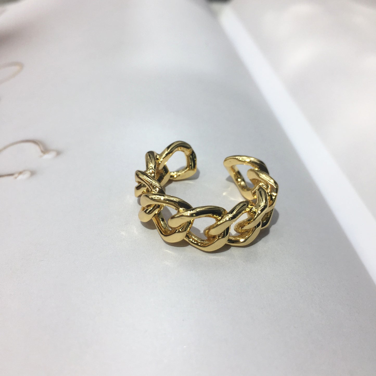 Light luxury exaggerated braided chain opening ring European and American niche design adjustable rings