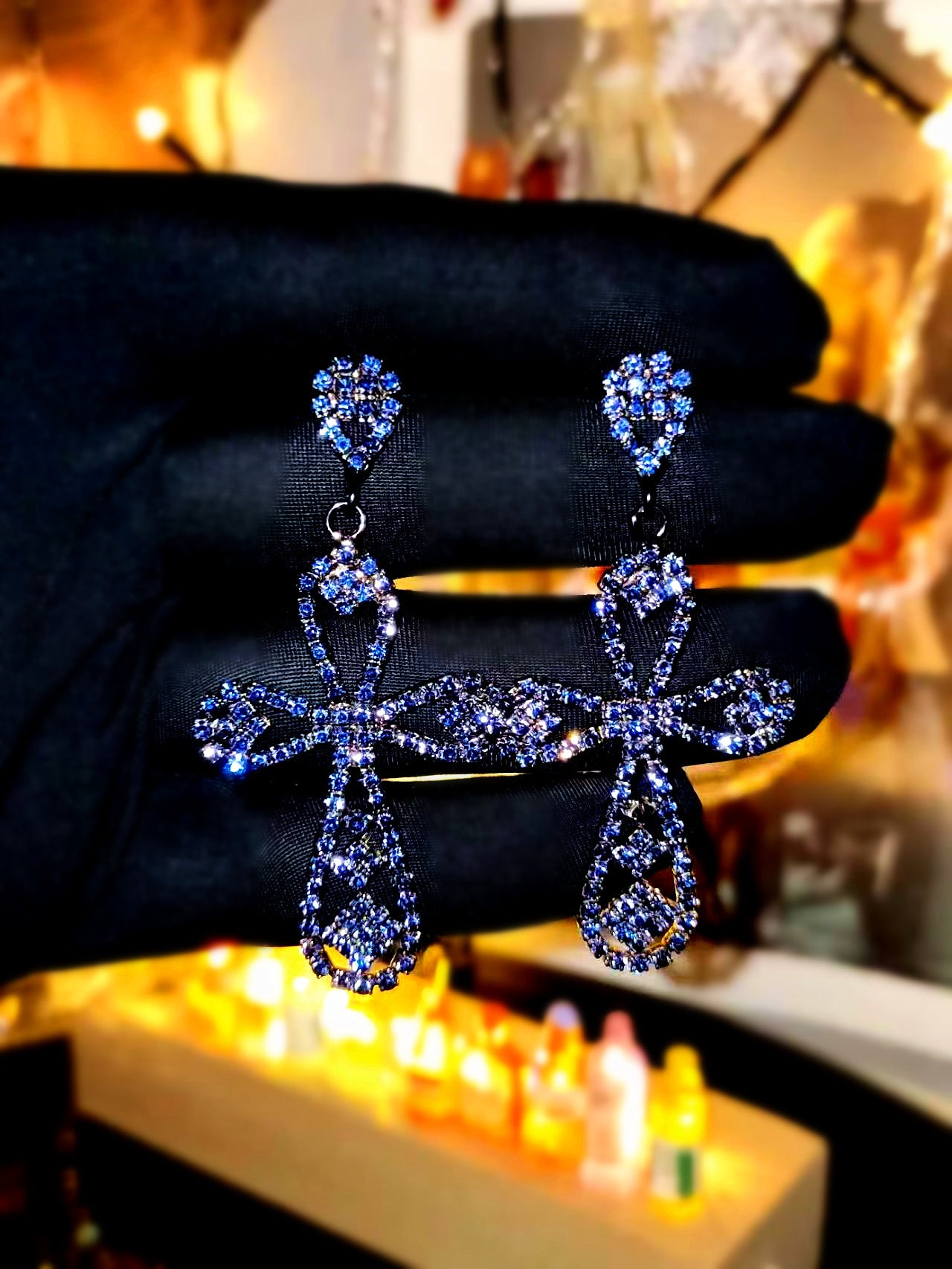 DINGKA high-end luxury flash diamond hollow cross long earrings women's temperament versatile earrings copper ear jewelry