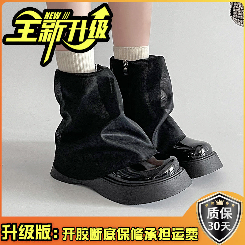 thick-soled heightening retro long boots women's  new one-pedal long boots small trousers muffin bottom boots