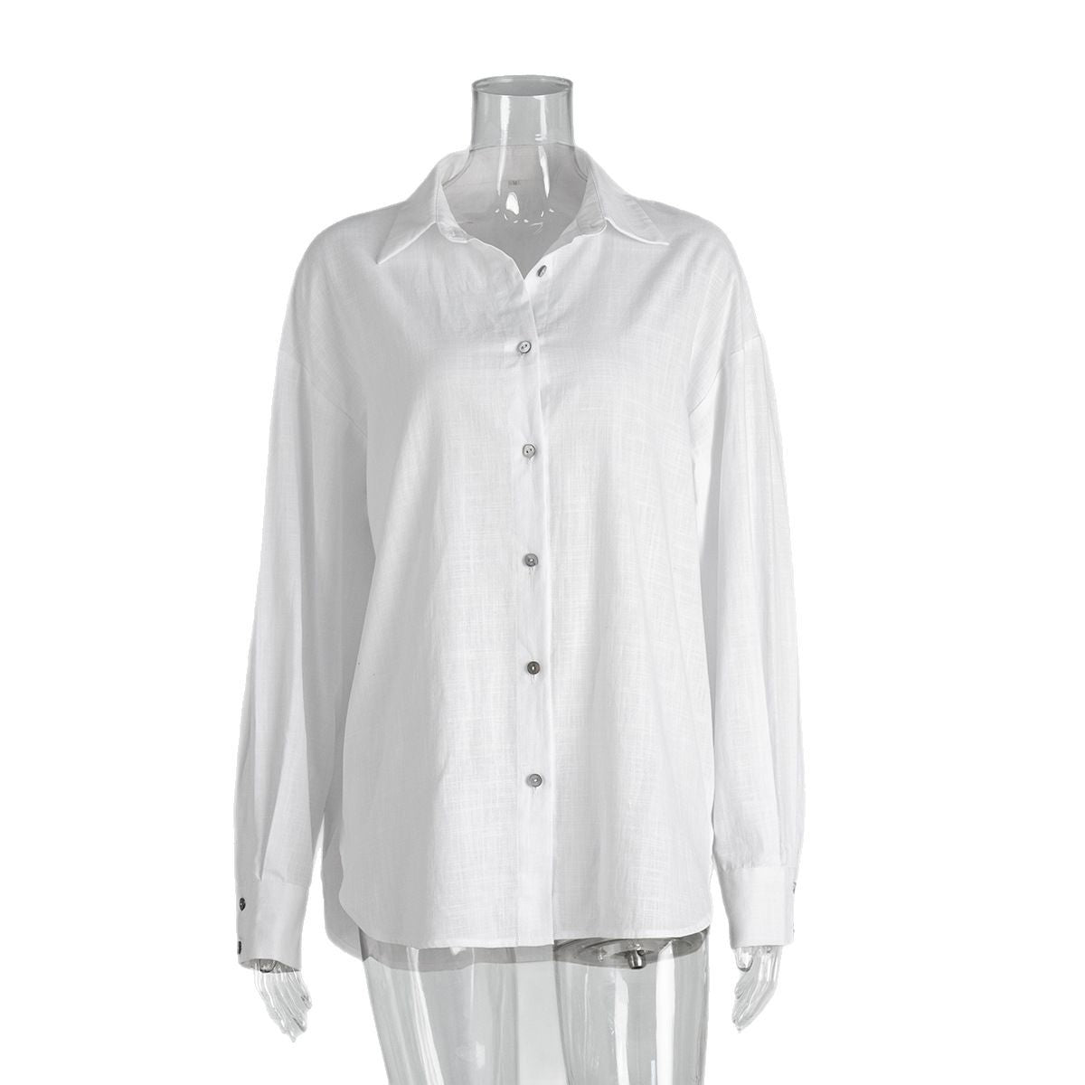 Casual shirt European and American spring and summer fashion versatile lazy fashion casual solid color simple loose shirt  t-shirts