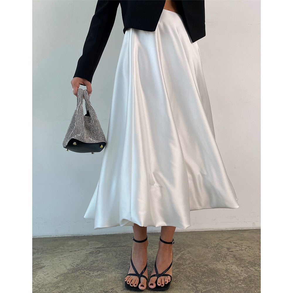 Bright skirt European and American spring and summer ins fashion trend party high waist balloon skirt bud skirt