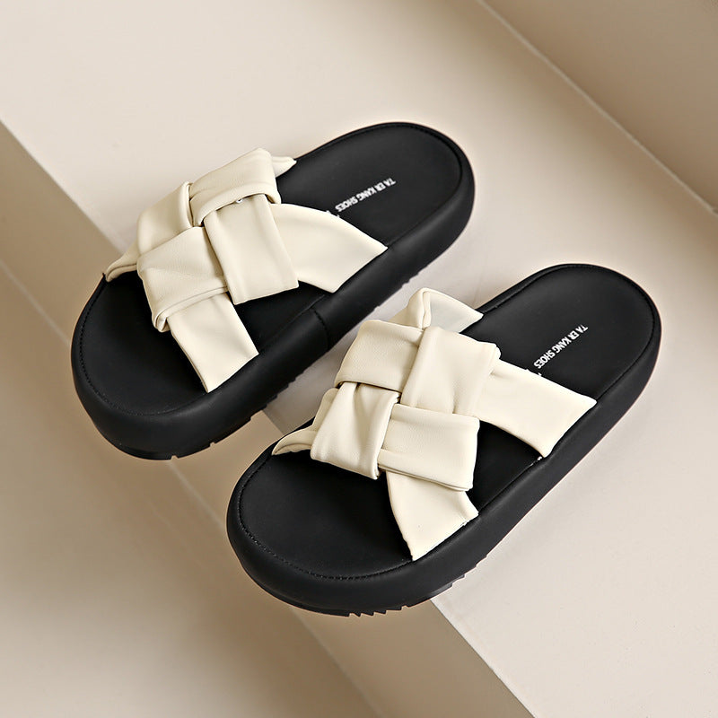 Cool slippers women's summer wear new thick-soled casual non-slip pregnant women's beach sandals lazy fashion one-word drag