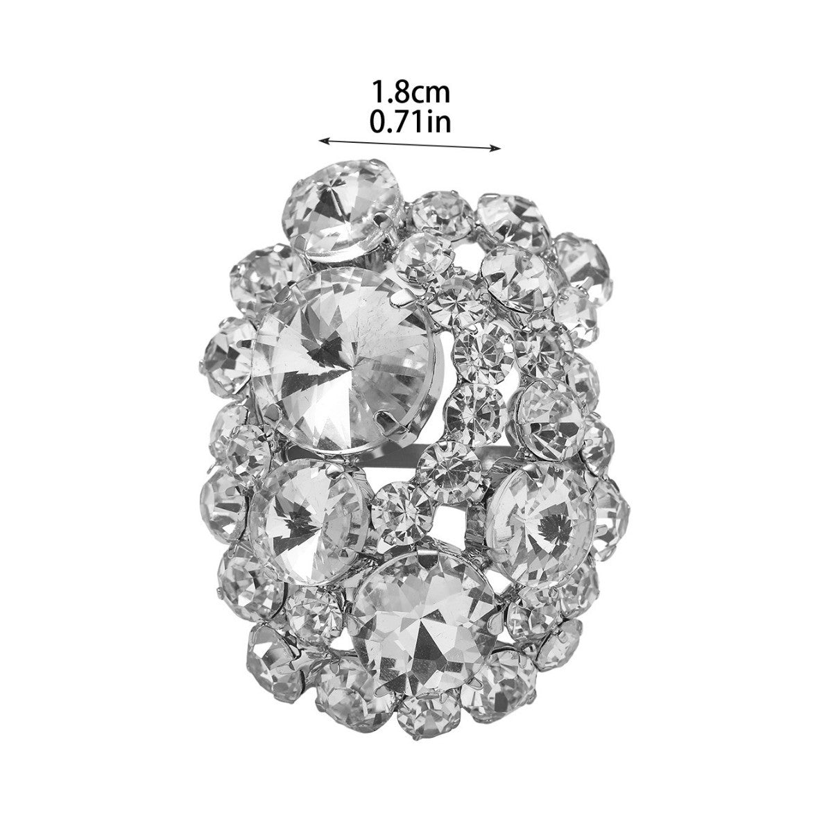 Europe, America, high-end gorgeous shiny crystal open ring women, geometric oval rhinestone ring ring rings