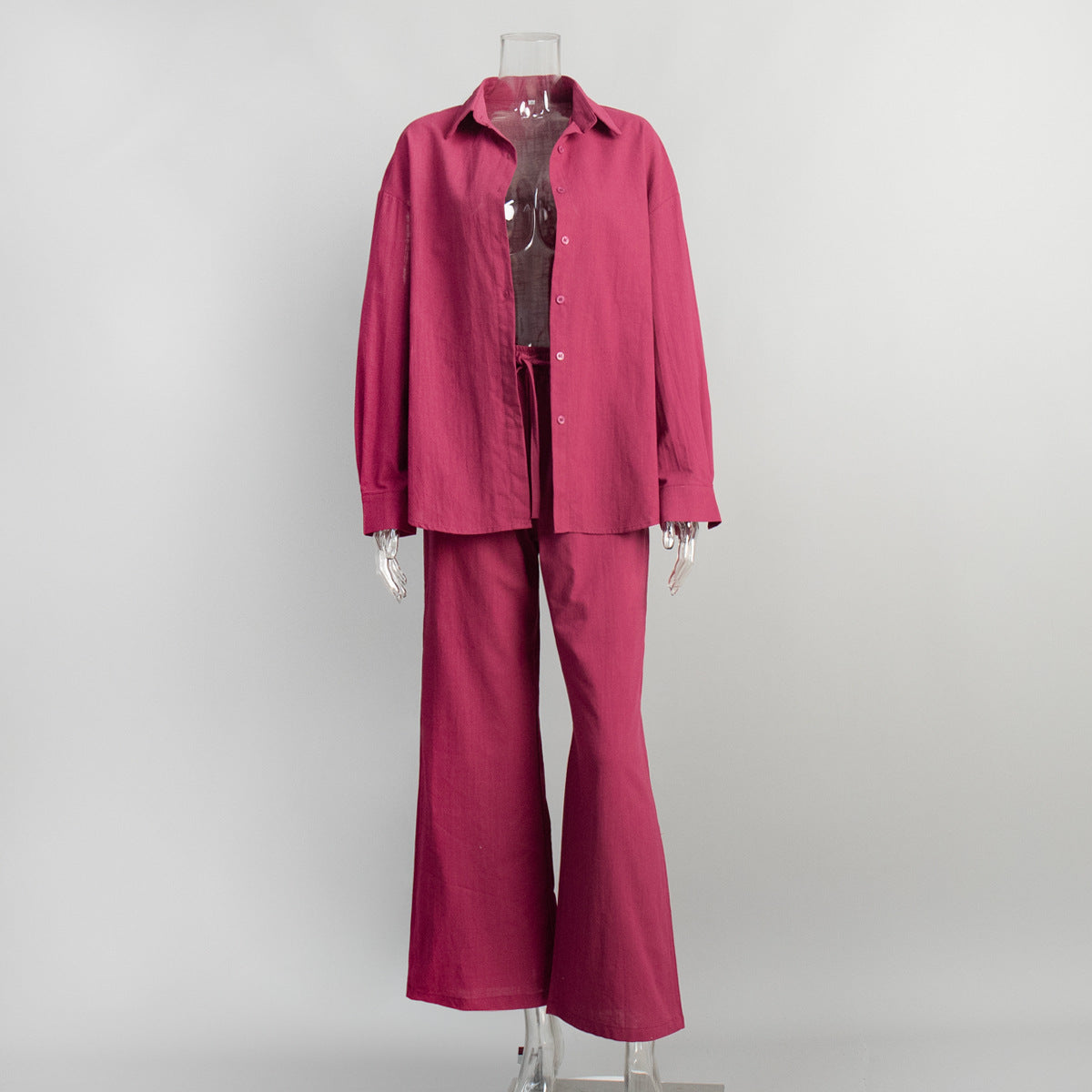 Pure cotton shirt trousers set European and American spring and summer new loose long-sleeved shirt casual suits women