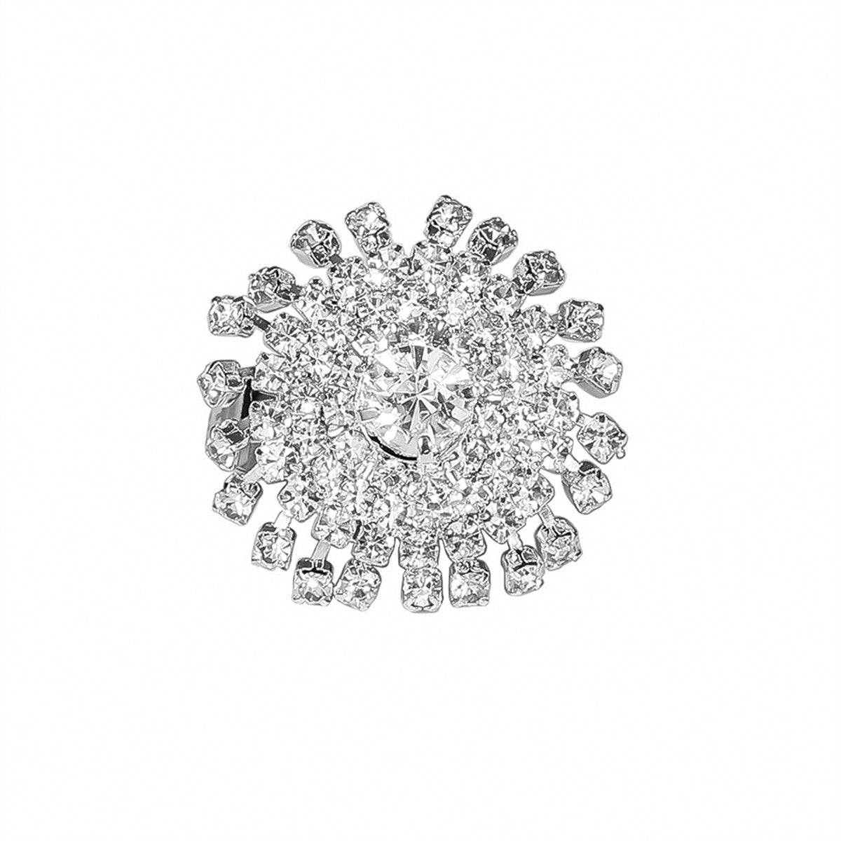 DINGKA Fashion Round Snowflake Rhinestone Ring Temperament Shiny Zir*****pening Adjustable Ring Rings Jewelry