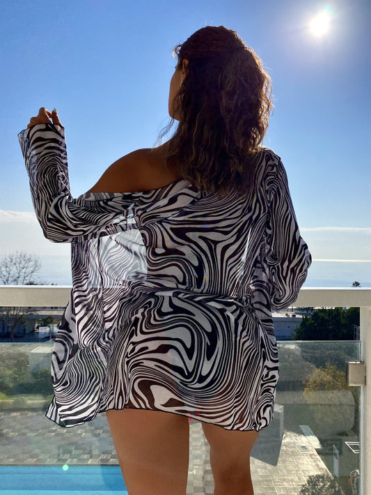 Three-piece single swimsuits bikini  new swimsuit women's zebra pattern split swimsuit