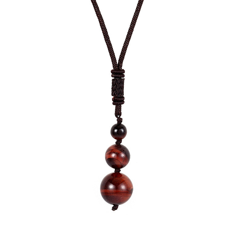 European and American fashion accessories 16MM natural amethyst pendant necklace red tiger's eye stone obsidian necklace men's and women's jewelry