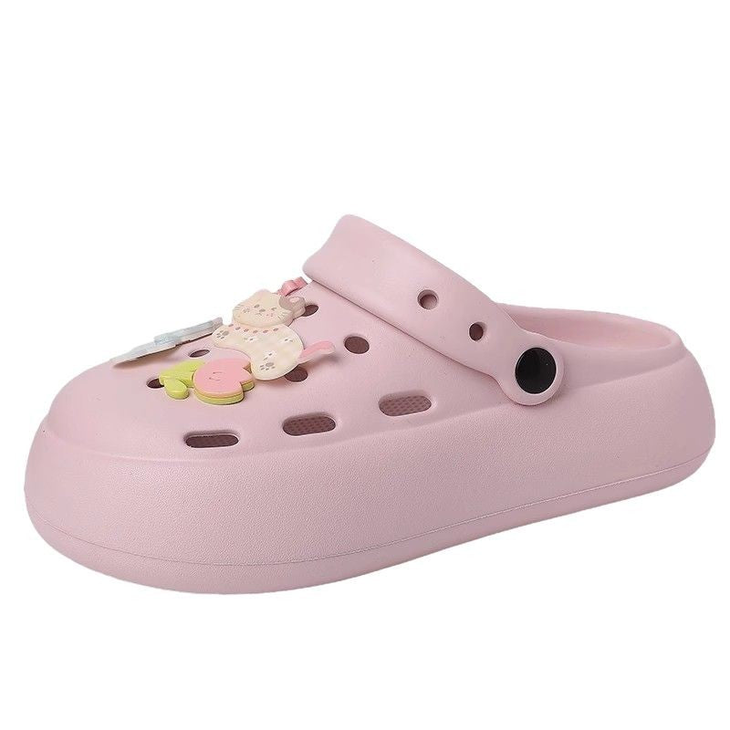 kitty cat hole shoes women's  summer new thick-soled heightened non-slip beach bag head slippers
