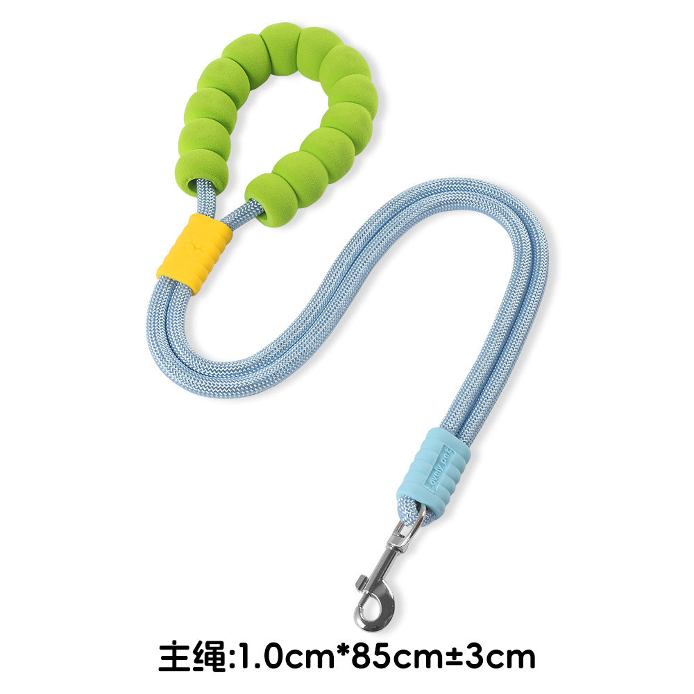 Dog leash, crossbody cloud bubble foam grip contrasting color P rope, puppy out pet walking dog rope