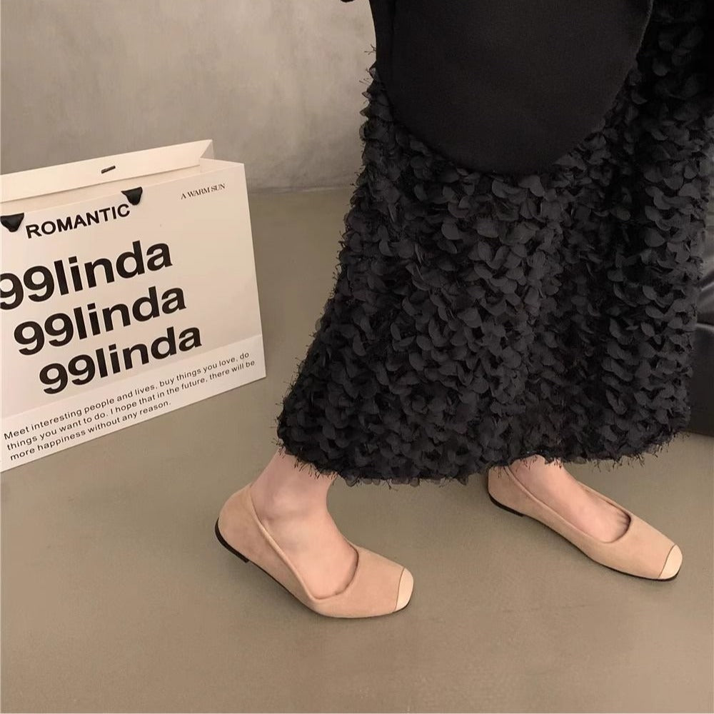 Korean version of design flat shoes spring and summer French casual women's  shoes one-pedal temperament single Beanie shoes shallow mouth slippers