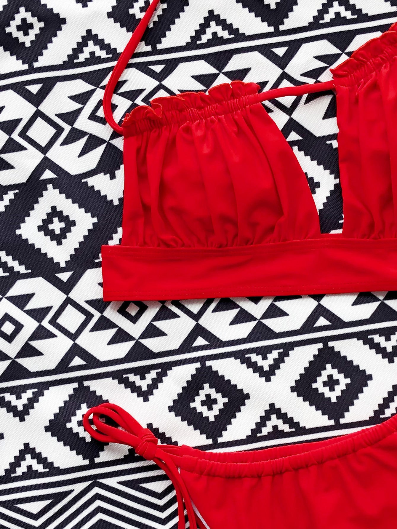 European and American foreign order bikini solid color sexy women's split swimsuit strap swimsuits
