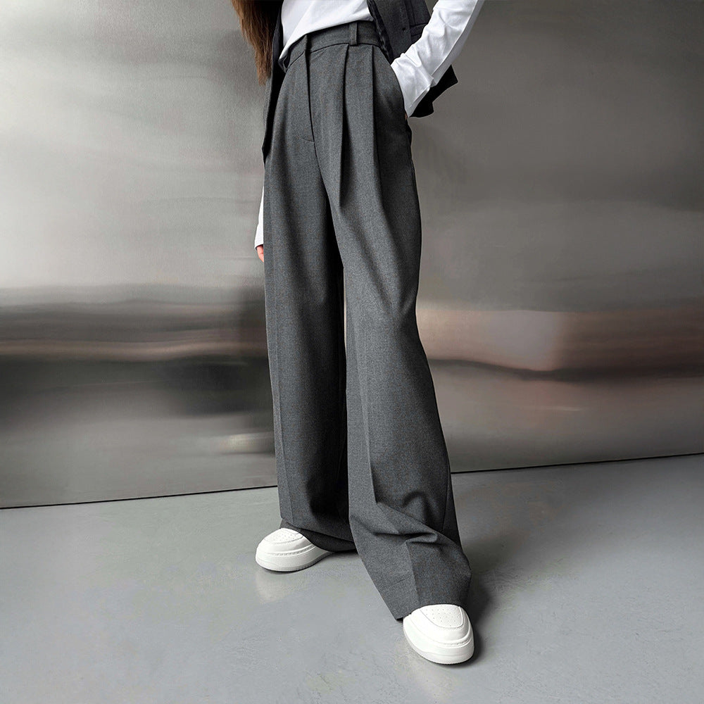 drape wide-leg trousers European and American spring and summer new versatile loose suit pants straight suit trousers women pant