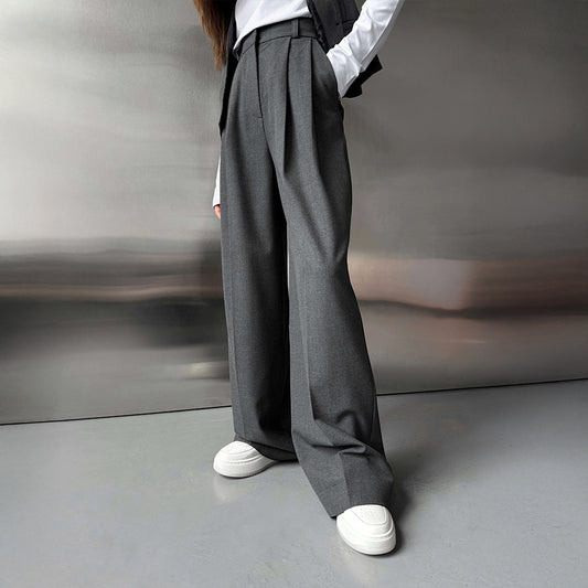 drape wide-leg trousers European and American spring and summer new versatile loose suit pants straight suit trousers women pant