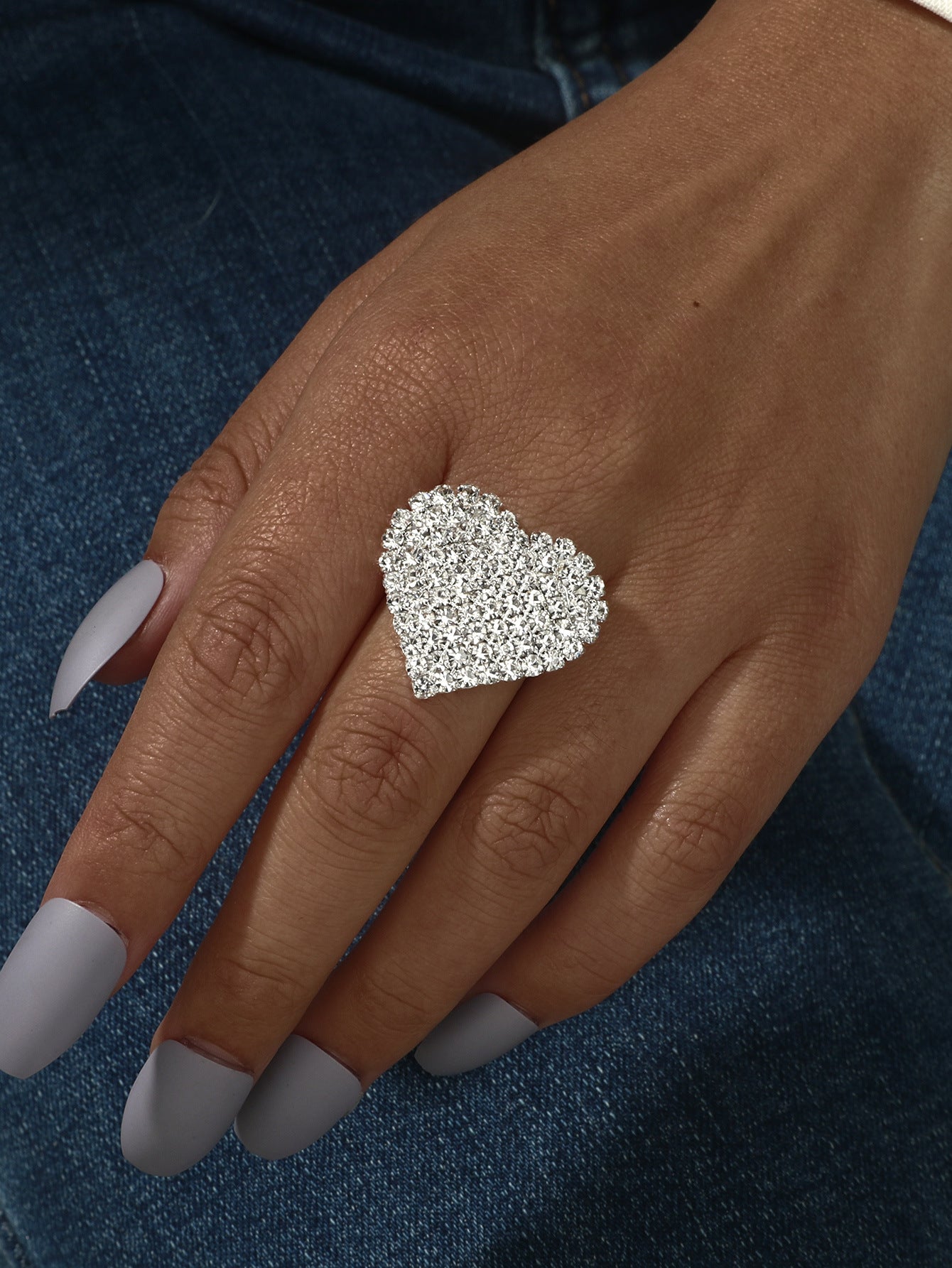 Europe, America, high-end shiny rhinestone rings women, geometric design square crystal ring ring ring