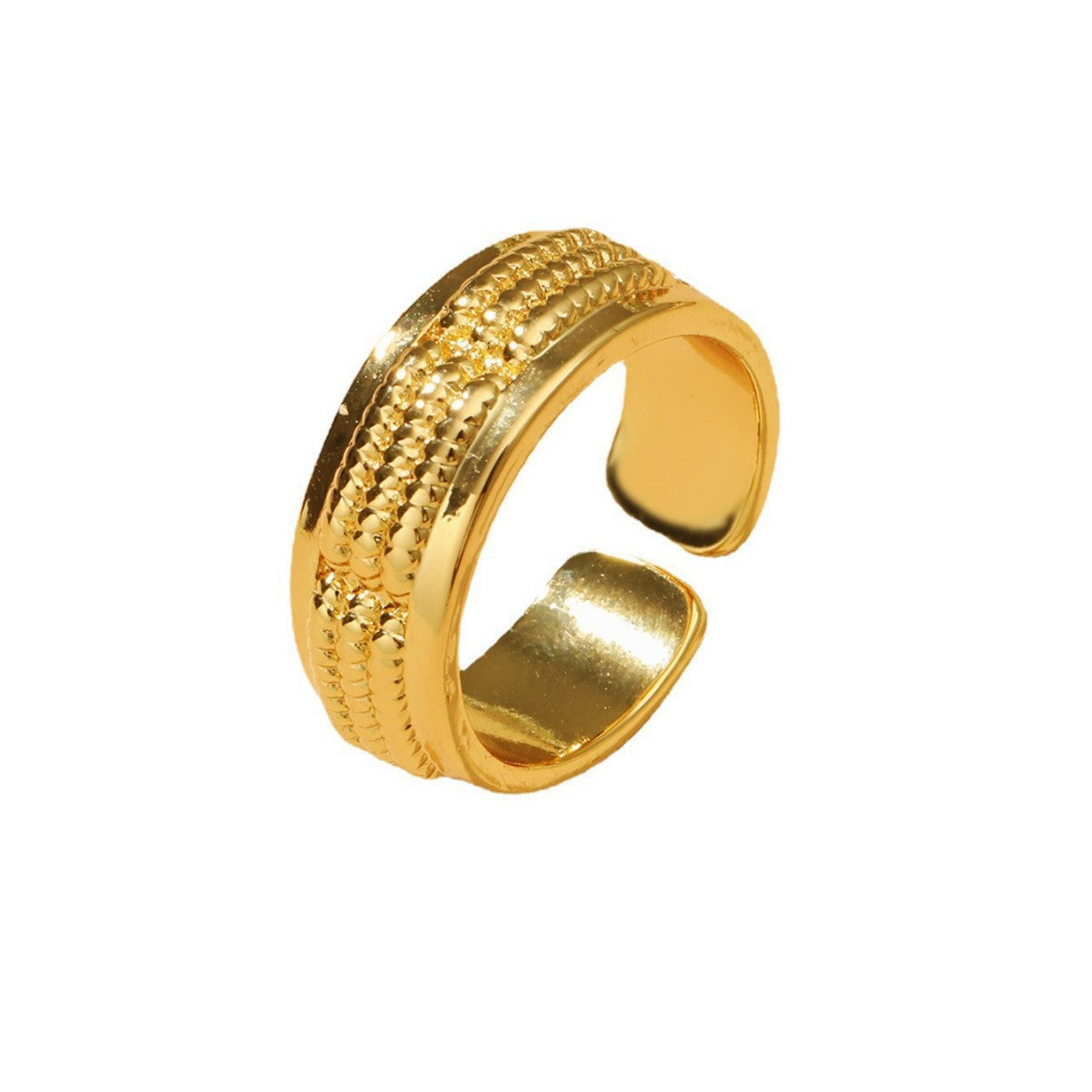 Copper plated real gold European and American style wide mouth ring Internet celebrity same Korean accessories rings