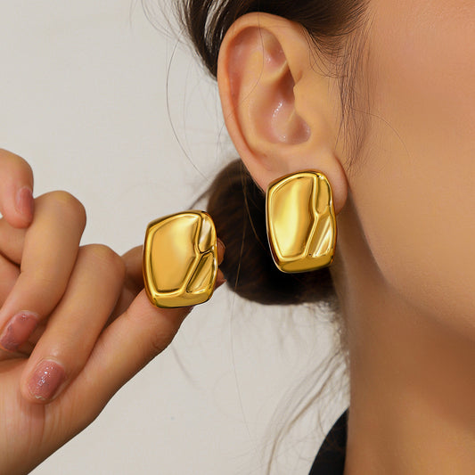 Malt stainless steel titanium steel geometric ear clips premium sense niche ins earrings earrings hot-selling earrings