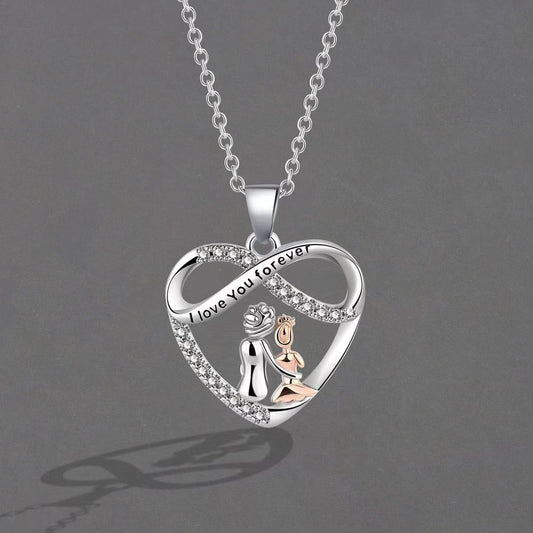 New Endless Love Mother and Daughter Necklace Women's Elegant Diamond-set Design Pendant Personalized Versatile Chain Jewelry