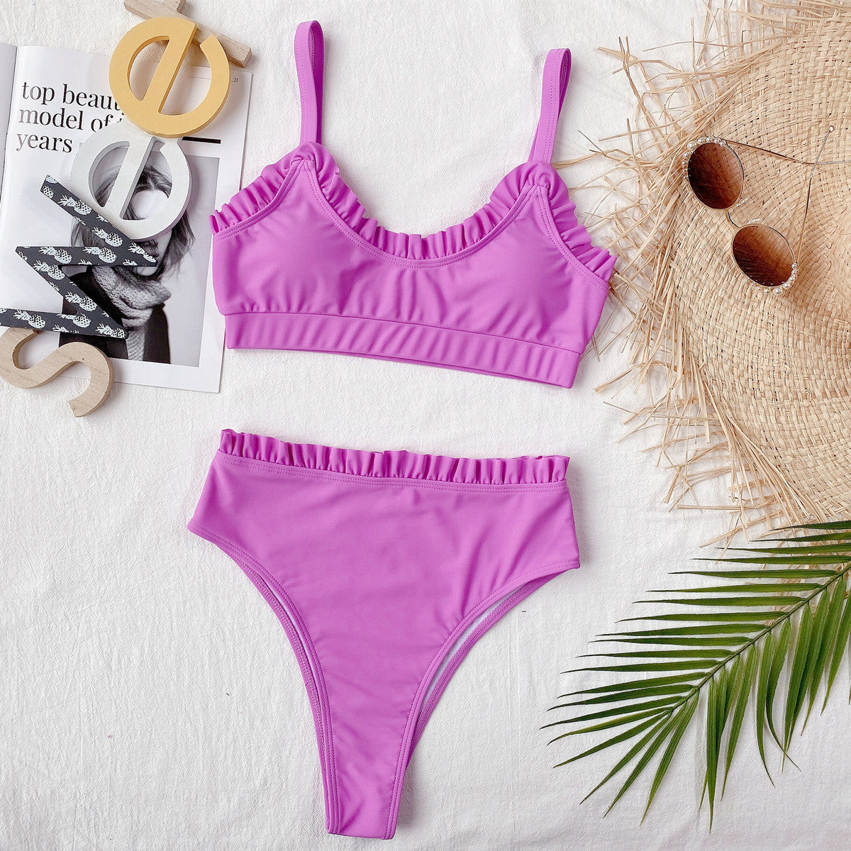 outer single swimsuit bikini new women's bikini European and American swimsuit solid color swimsuit split swimsuits