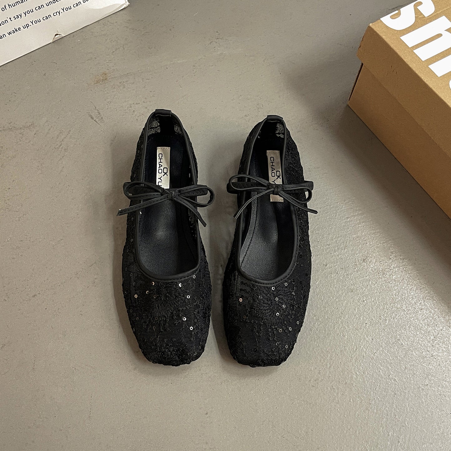Gentle fairy wind Mary Jane shoes spring and summer French elegant hollow lace single beanie shoes shallow mouth inner height increase evening shoes