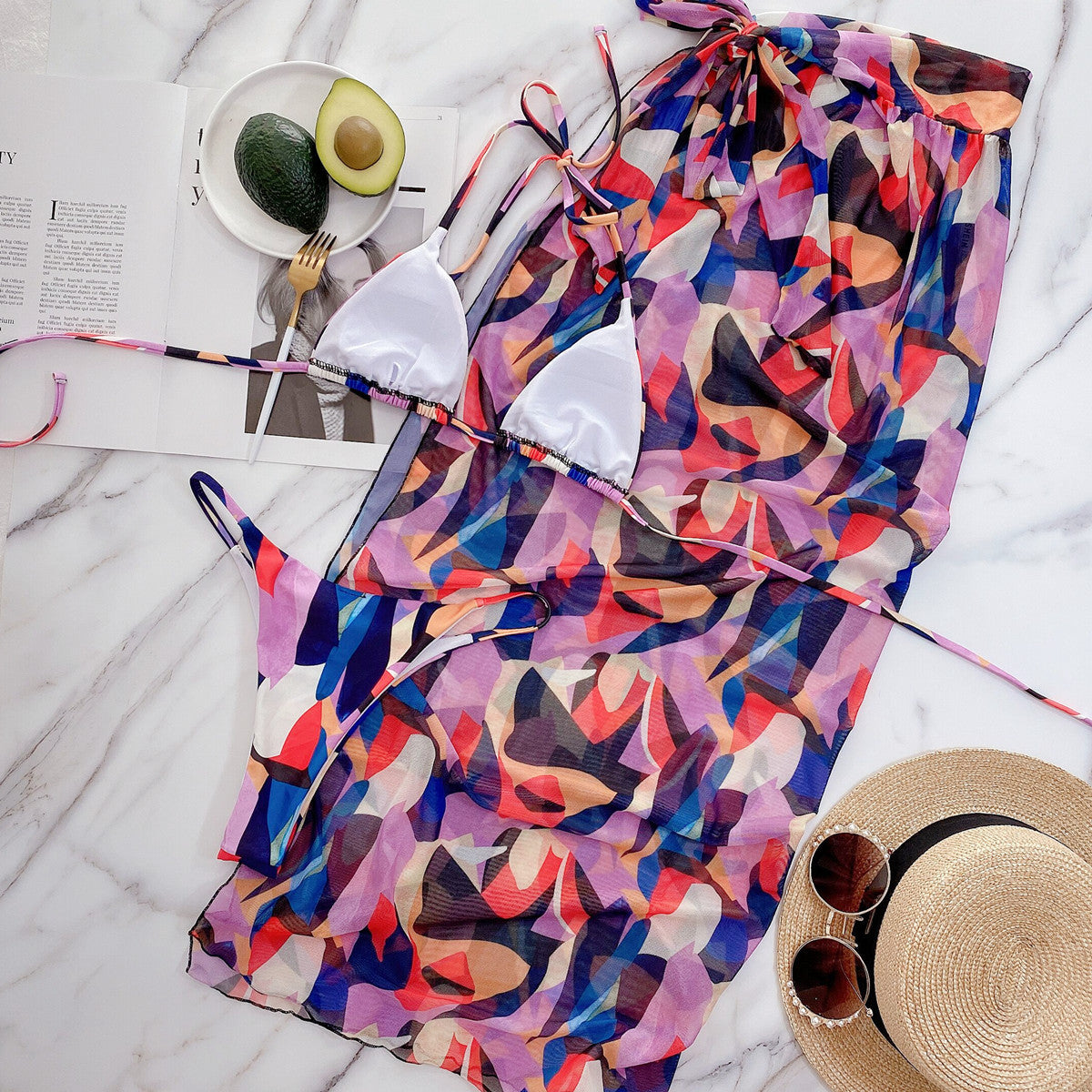 Bikini printed outer single swimsuit bikini  new swimsuit women's split swimsuit burst swimsuits