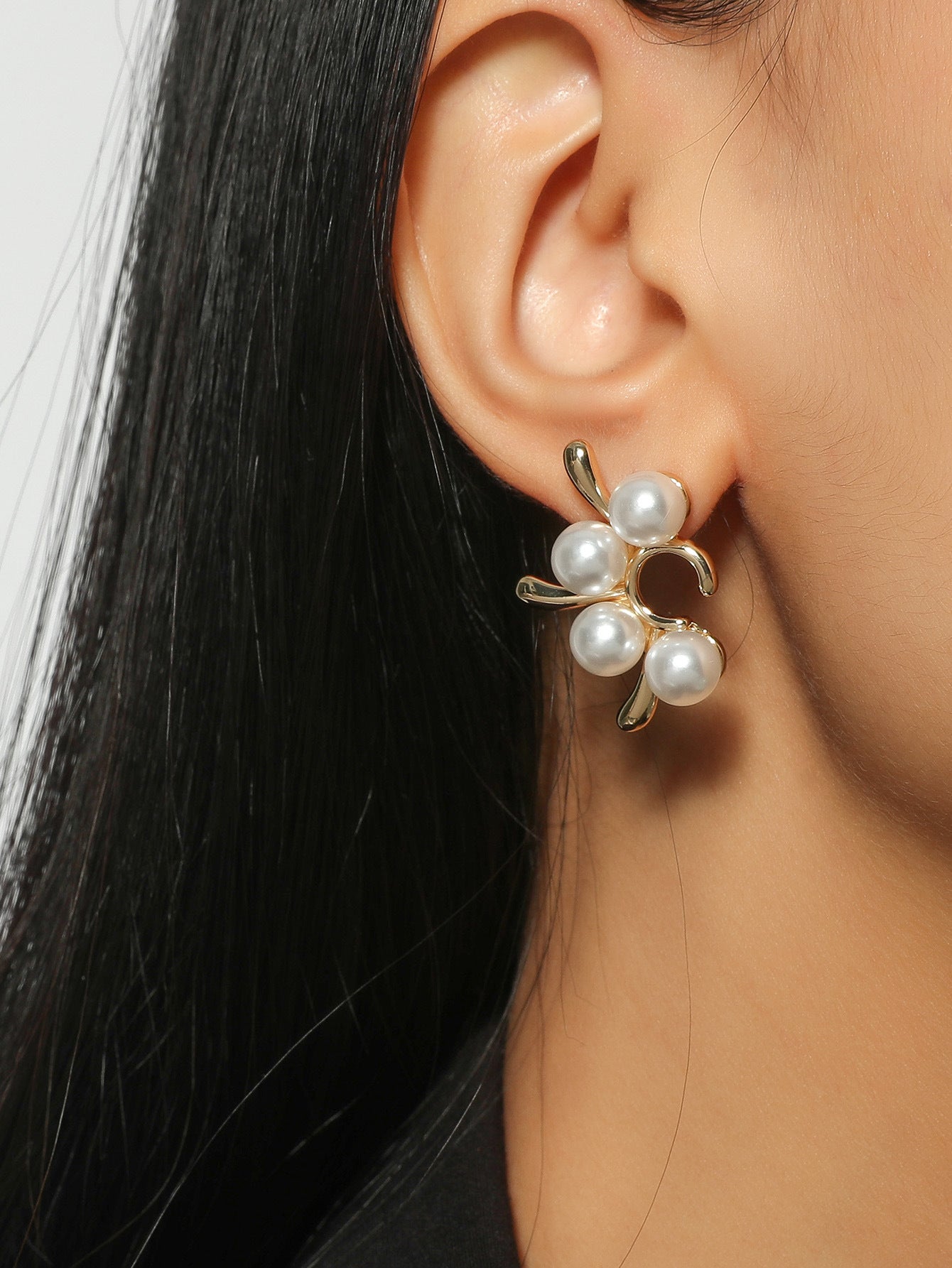 Dichka fashion geometric pearl zircon crystal long fringed earrings women's high-end luxury temperament stud earrings earrings