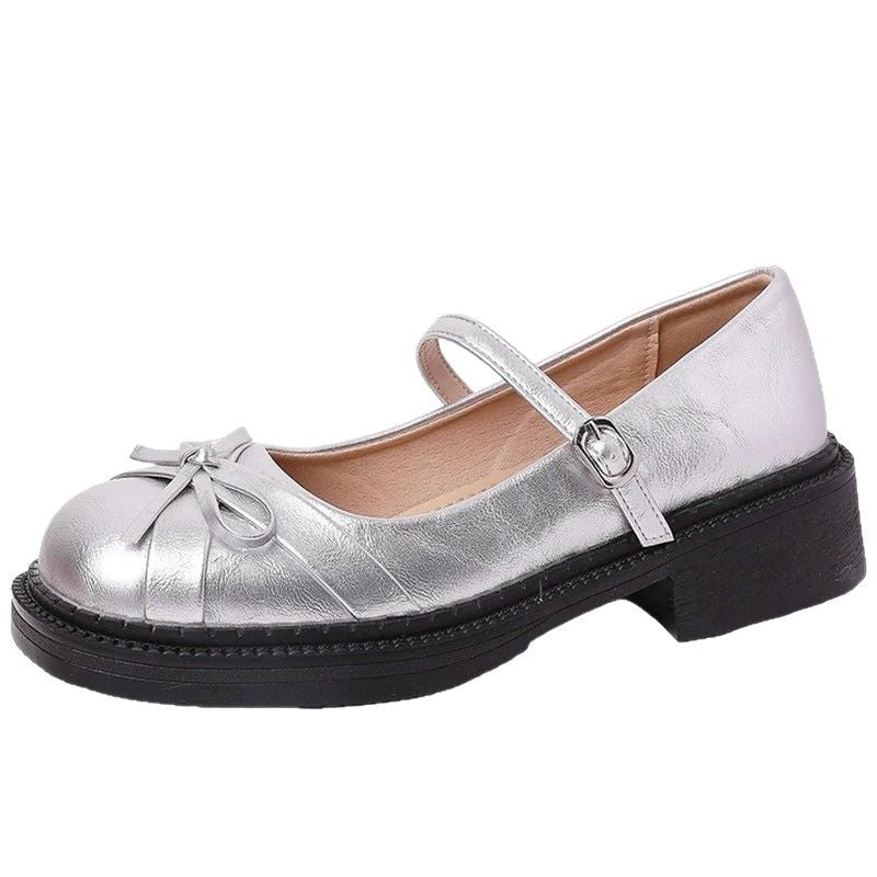 Fairy style French single beanie shoes retro bow Mary Jane shoes women's spring new small fragrant style gentle temperament high heels