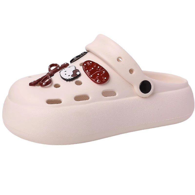 Hole shoes shoe flower cartoon DIY cute bow women KT cat shoes summer decorative accessories  head half slippers