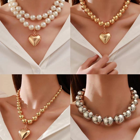 European and American jewelry, exaggerated large round bead punk collar collarbone chain, hot-selling geometric bead necklace women's beads