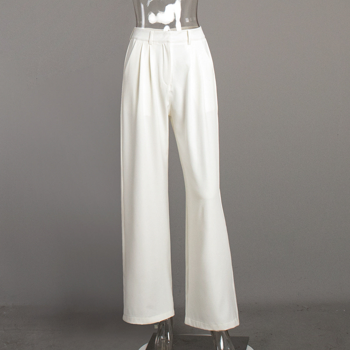 Pure white trousers women's spring and summer new high-waisted wide-footed trousers European and American temperament commuting versatile casual trousers  pant