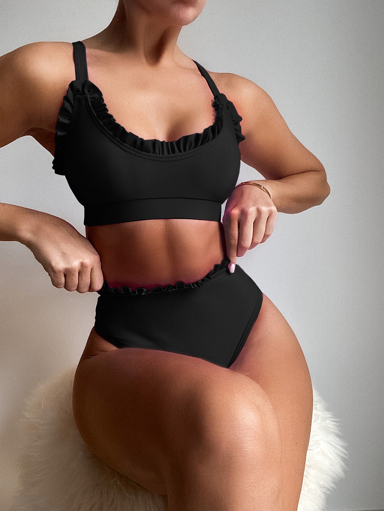 outer single swimsuit bikini new women's bikini European and American swimsuit solid color swimsuit split swimsuits