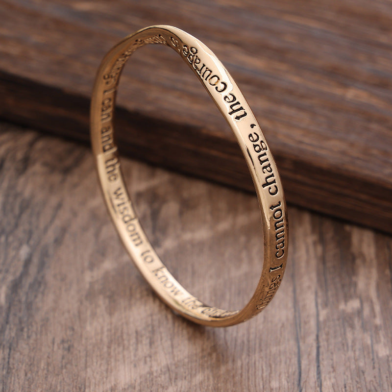 Popular English famous quote lettering closed bracelet, retro Mobius high-end men's and women's versatile bracelet
